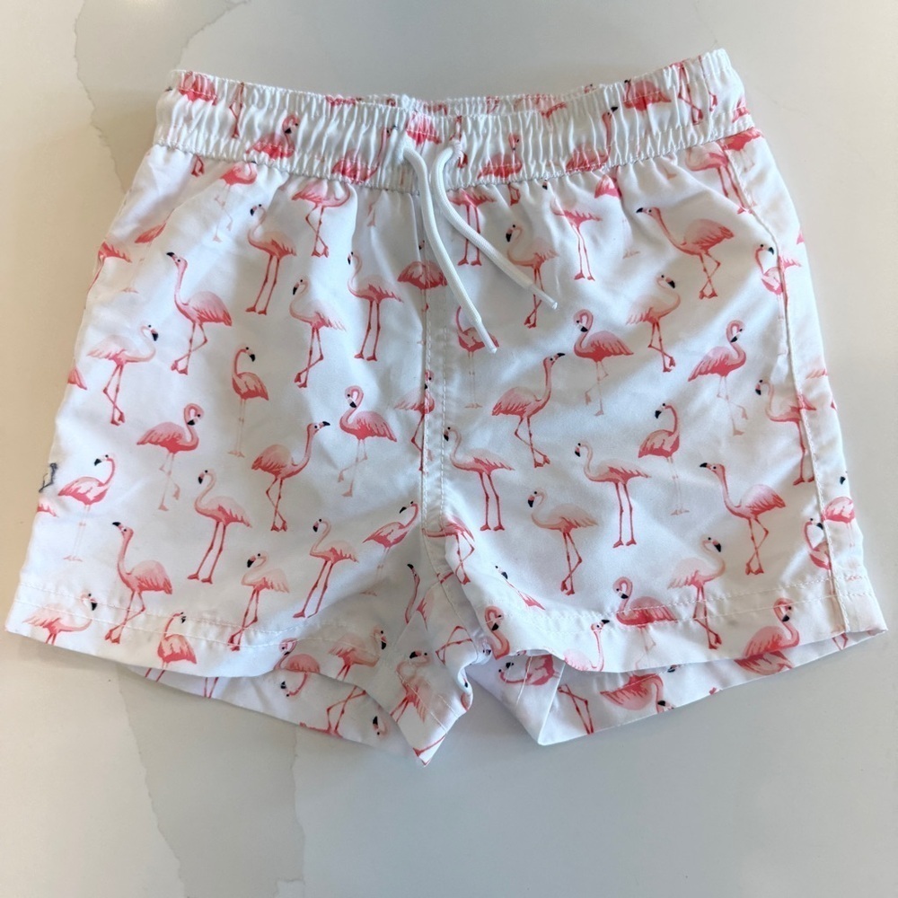 Janie and Jack Kids Flamingo Swim Trunks Size 12-18 Months Summer Vacation - Picture 4 of 9